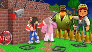 CONSTRUA PARA SOBREVIVER AO JAKE E O INSPETOR NO MINECRAFT (subway surfers)