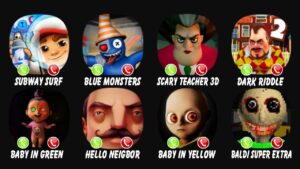 Subway Surf, Blue Monsters: Rainbow Room, Scary Teacher 3D, Dark Riddle 2, Baby in Green: Horror....