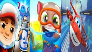 Subway Surfers VS Talking Tom Gold Run VS Super Wings : Jett Run Undersea World Talking Angela