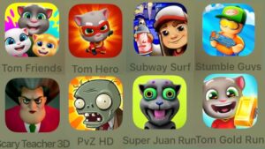 Tom Friends,Tom Hero,Subway Surfers,Stumble Guys,Scary Teacher 3D,PvZ HD,Super Juan Run,Tom Gold Run
