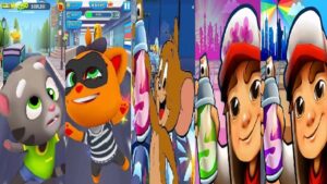 Subway Surfers 2022 VS  2023 VS TALKING TOM GOLD RUN  Panda Run koko the robber tom and jerry jungle