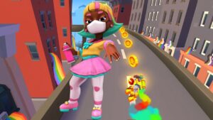 Subway Surfers Theo Yêu Cầu – Pink Và Ván Trượt Pixel Heart