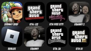 Subway Surf, GTA: LCS, GTA Vice City, Granny 2, Roblox, granny, GTA: SA, GTA III