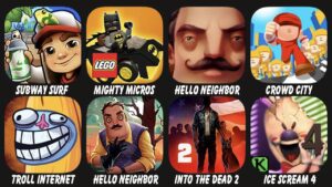 Subway Surf, Mighty Micros, Hello Neighbor, Crowd City, Troll Quest Internet Meme...