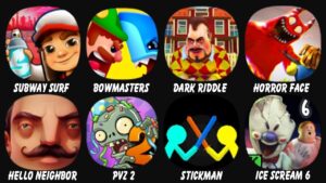 Subway Surf, Ultimate Bowmasters, Dark Riddle, Horror Face: Garten Shooter, Hello Neighbor, PvZ 2...