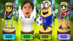Skibidi Ryan Kaji and Subway Surfers Zombie Jake Minions' World in Tag with Ryan