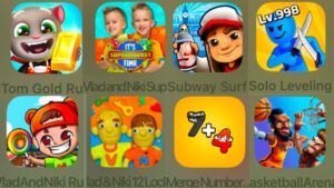 Tom Gold Run,Vlad and Niki Supermarket,Subway Surfers,Solo Leveling,Vlad and Niki Run,Merge Numbe...