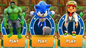 Sonic Dash - Movie Sonic vs Hulk from Subway Surfers vs Jake Star Outfit vs All Bosses Zazz Eggman