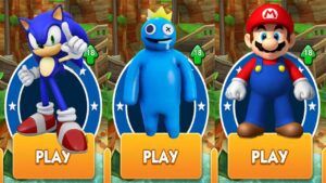 Sonic vs Blue from Rainbow Friends vs Super Mario Subway Surfers vs All Bosses Zazz Eggman