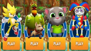 Movie Super Sonic vs Guard Subway Surfers vs Talking Tom Gold Run vs The Amazing Digital Circus