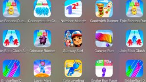 Snake Run Race,Count Master,Sandwich Runner,Bridge Race,Subway Surf,Banana Run,Number Master.....