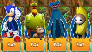 Sonic vs Subway Surfers - Guard vs Banana Cat Run vs Subway Surfers All Stars Mod - Huggy Wuggy