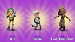 Subway Surfers 2023  2024 Alia Sneaky Blinders outfit VS Thursday VS Skye Girls Characters Unlocked