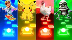 Subway Surfers vs Pikachu vs Chicken vs Crazy Frog - Tiles Hop EDM Rush