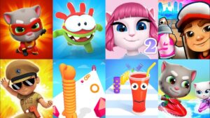 Talking Tom Hero Dash,My Talking Angela 2, Subway Surfers,Little Singham,Long Neck Run,Tom Jetski 2
