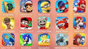 Tom Gold Run,Mario Run,Sonic Dash,Subway Surf,Mario Kart,Miraculous Lady,Teeny Titans,Little Singham