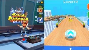 GAMES!!! Subway Surfers V/S Ball Going Game