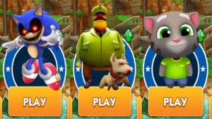 Sonic.exe vs Guard and Dog Subway Surfers vs Talking Tom Gold Run vs All Bosses Zazz Eggman