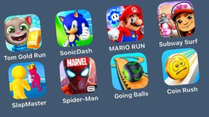 Talking Tom Gold Run,SonicDash,Super Mario Run,Subway Surfers,Slap Master,Spider-Man Unlimited