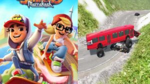 Subway Surfers  || Car BeamNG Monster Tire multi Bus Crash fun || Android Play || Mobile Pc Play
