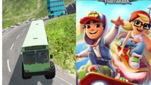 Subway Surfers Run || Car Game BeamNG.drive || Modify bus Monster Tire || Mobile Pc Game Play USA 4