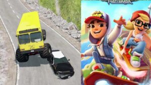 Subway Surfers Run || Car Game BeamNG.drive || Modify bus Monster Tire P || Mobile Pc Game Play