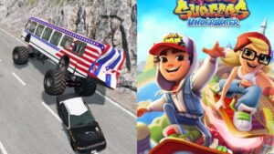 Subway Surfers Run Monster Bus Crashes Big tire Android Mobile Games Fun